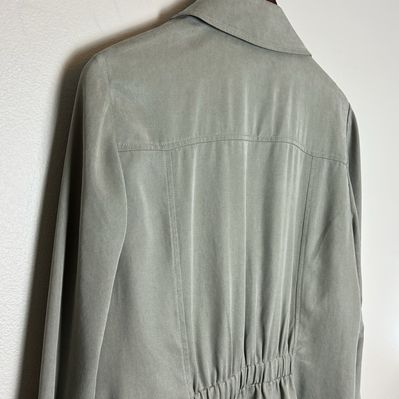 Chicos Ruffle Open Front Waterfall Duster Olive Green Jacket Chico’s Sz 2 Large - Picture 8 of 14